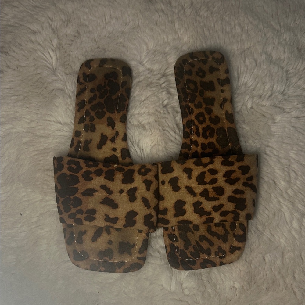 Leopard Print Slide Sandals